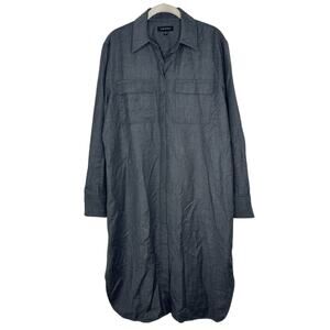 Club Monaco Women’s Gray 100% Wool Button Front Long Sleeve Shirt Dress Sz Large